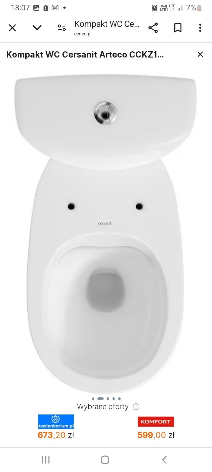 Nowy wc kompakt Arteco deska wol .Cersanit