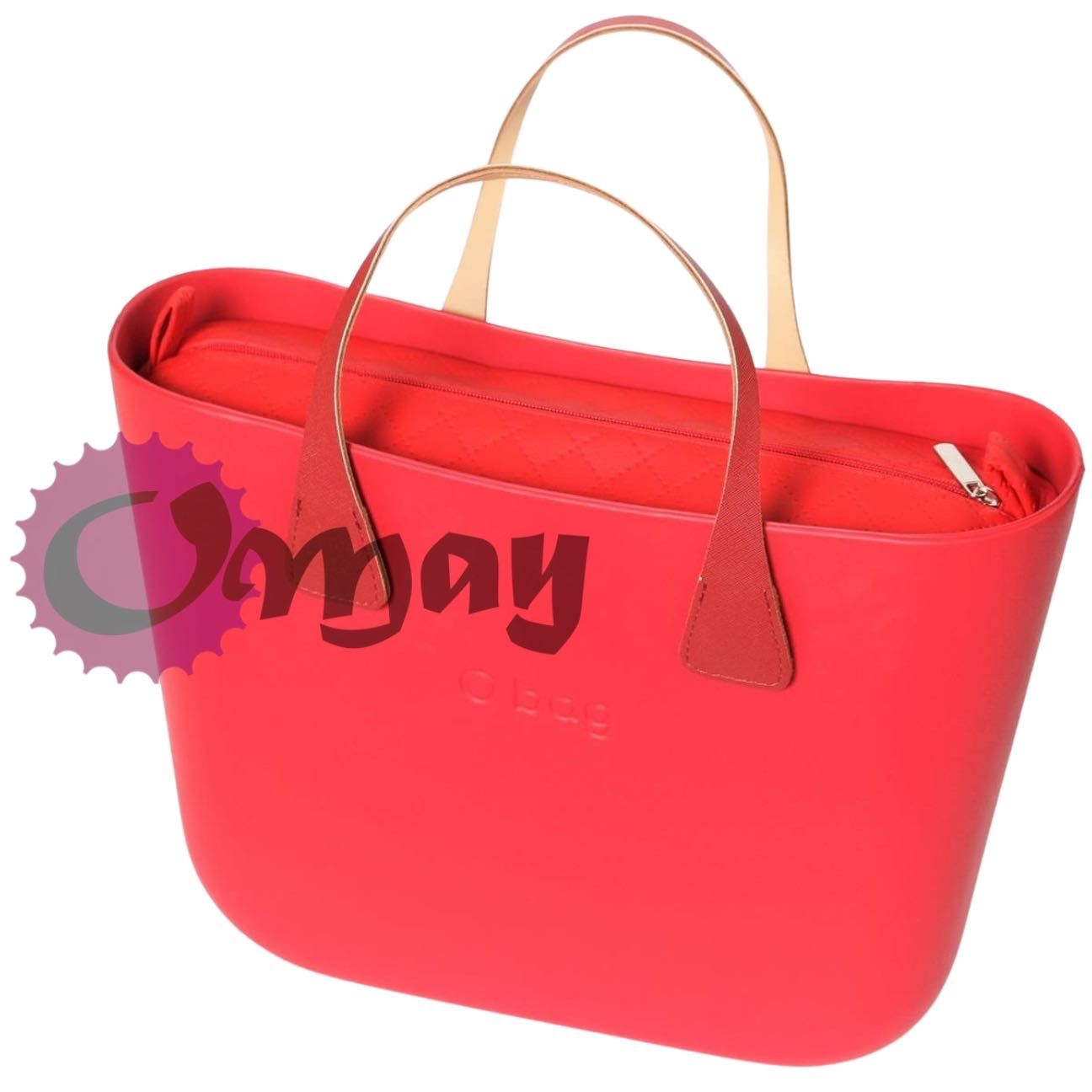 CZERWONY organizer OBAG MINI eko skóra pik 2 kieszenie wkład OMAY