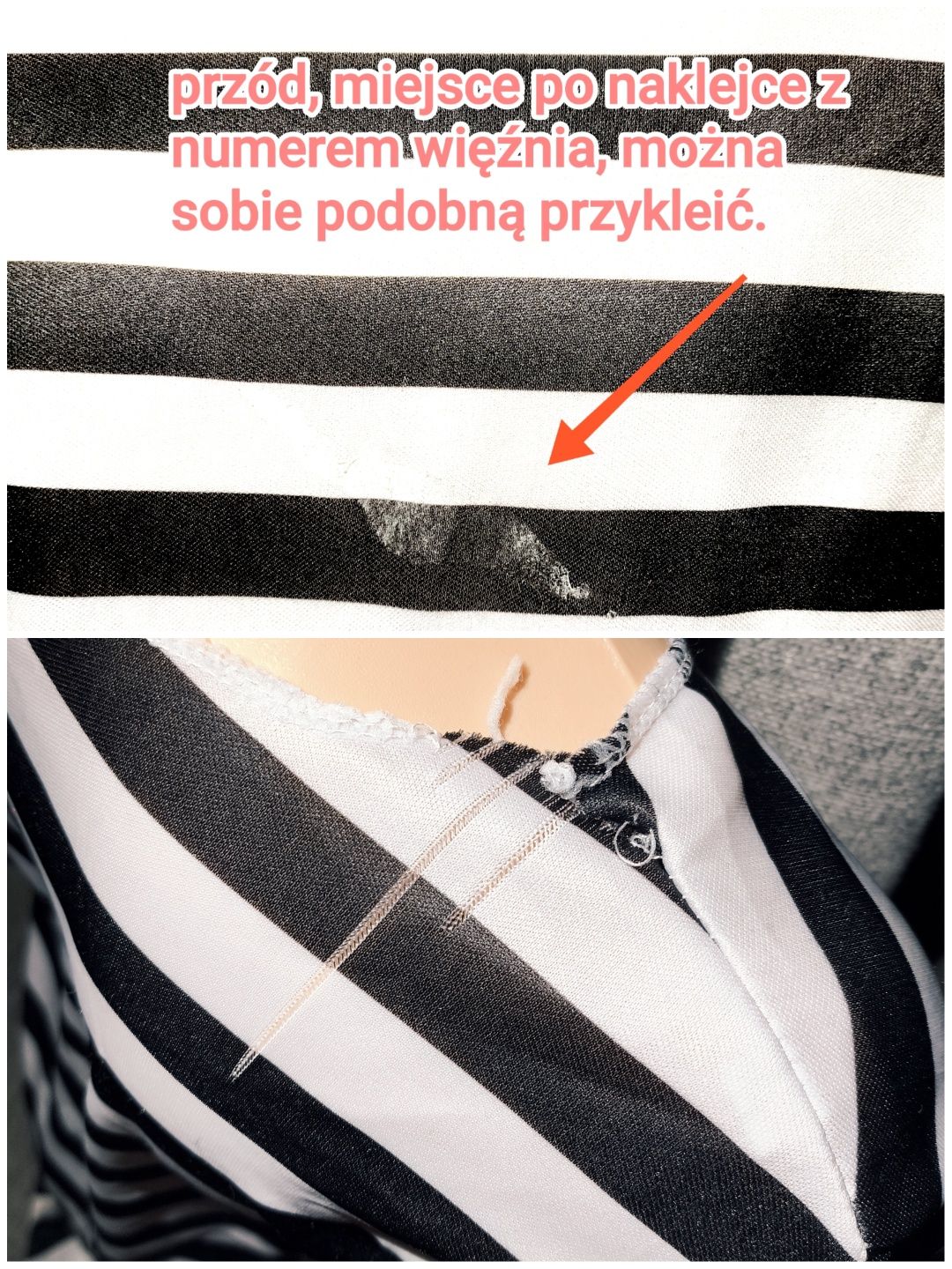 Strój więźnia w paski chłopiec karnawał bal przebierańców122-128defekt