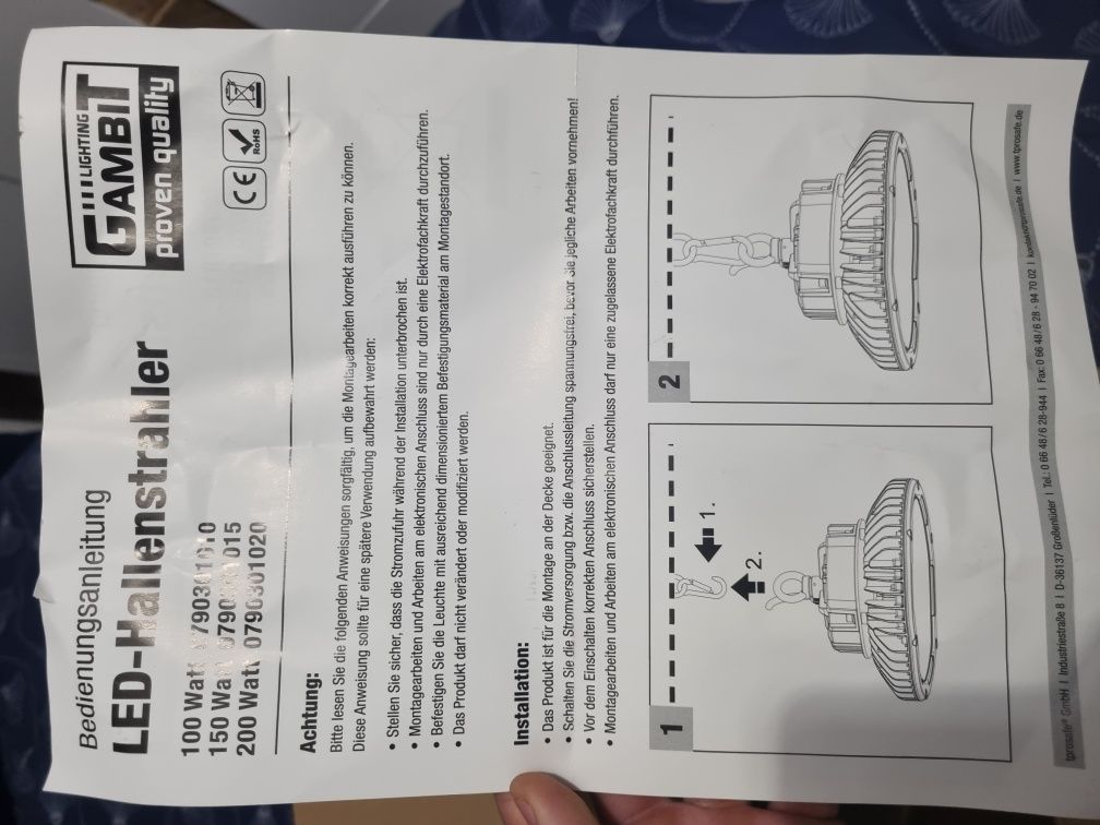 Lampa wisząca led przemysłowa