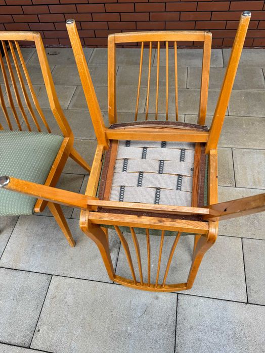 krzesła proste stół pokojowe kuchenne solidne drewniane art deco  prl