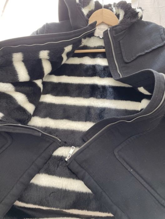 Casaco Sobretudo Zara Preto Zebra senhora M