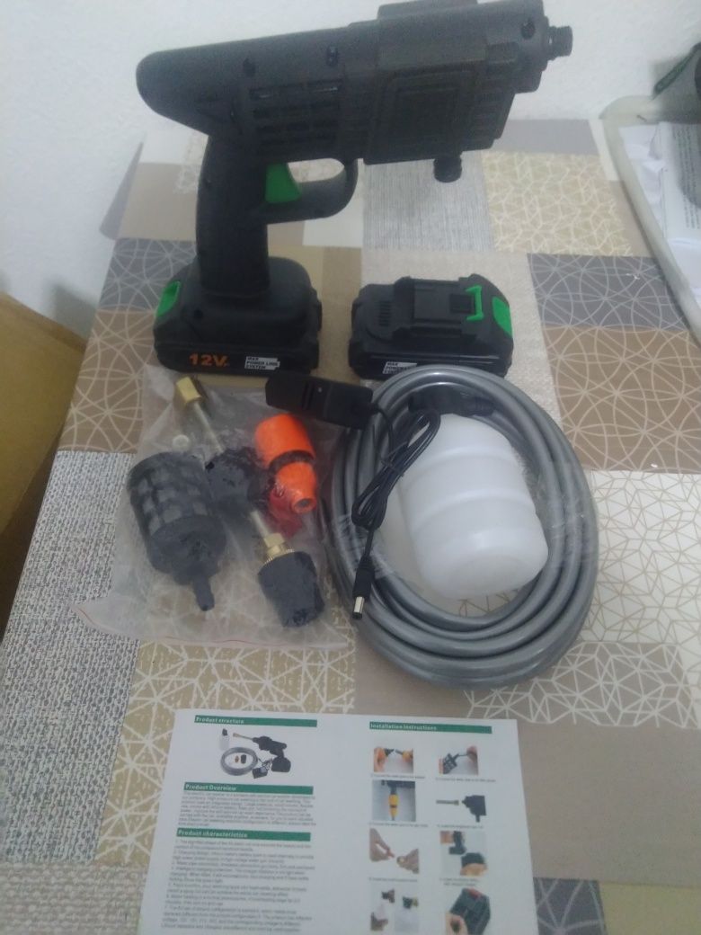 Pistola de lavagem pressão bateria
