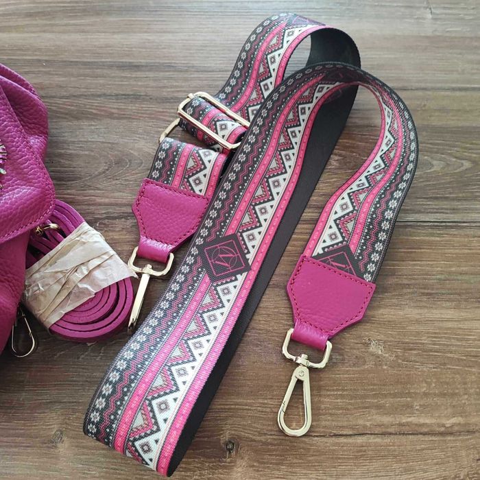 Torebka kuferek fuksja skóra naturalna Massimo Contti motylek NOWA