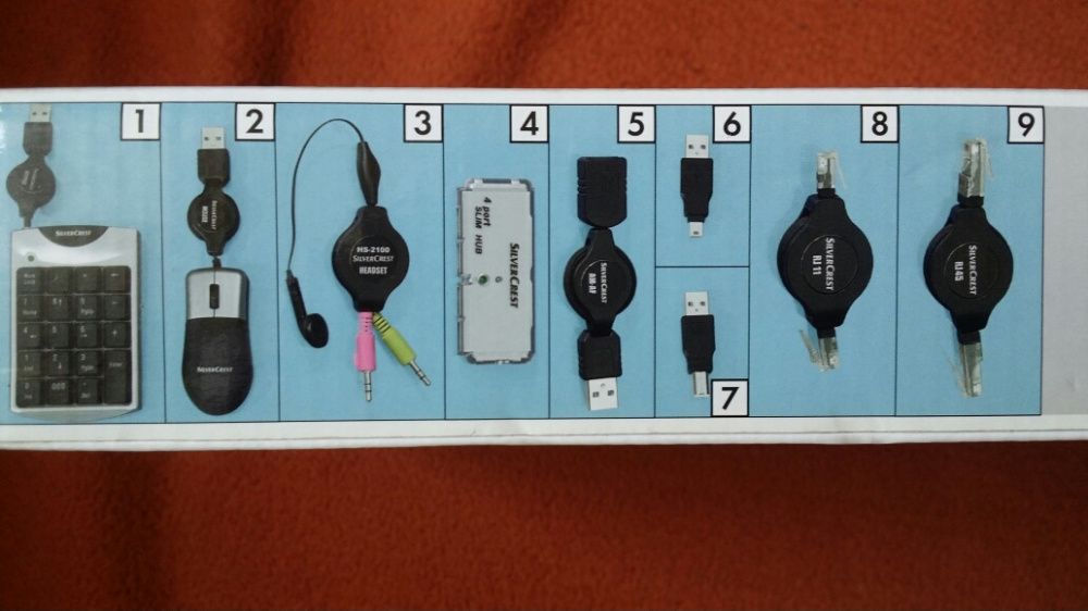 Zestaw do komputera: klawiatura+ myszka + inne+port usb+słuchawki+kab