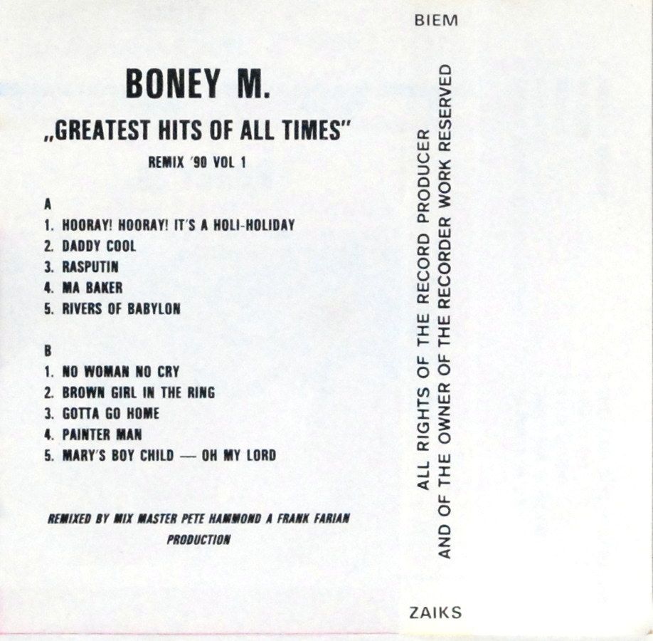 Boney M. - Greatest Hits Of All Times Remix '90 vol. 1 (kaseta) BDB