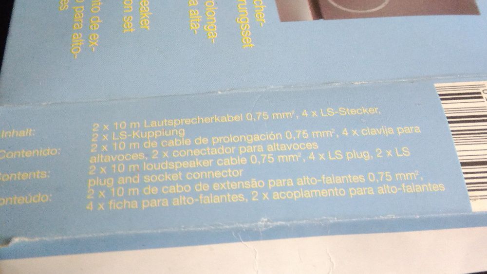 Komplet kabel 2x10m i wtyczki do wiezy z Niemiec NOWE