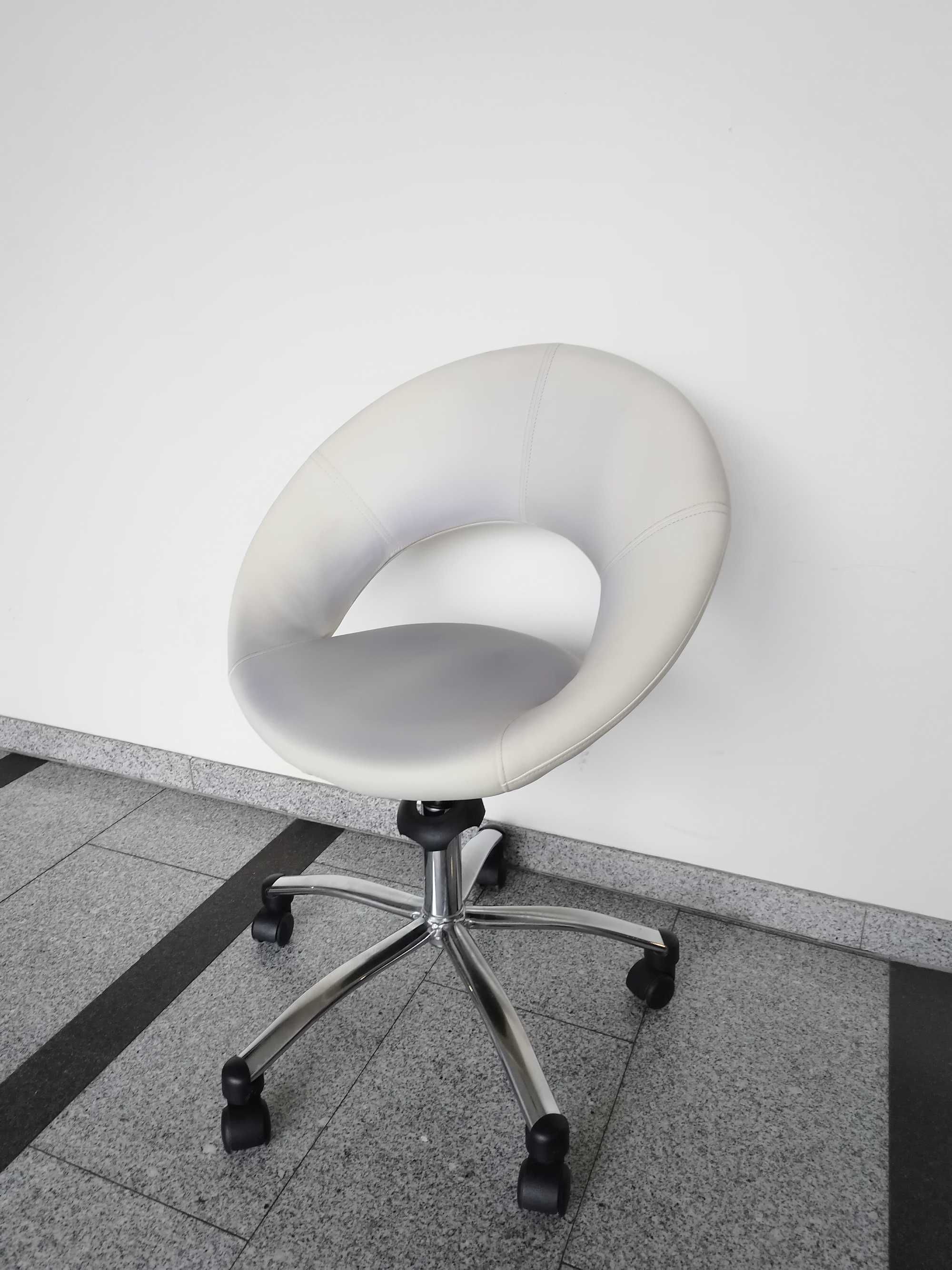 Fotel obrotowy Skóra naturalna biały krzesło obrotowe
