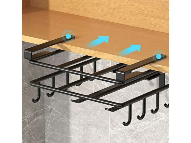 uniwersalny organizer kuchenny pod półkę wsuwany z haczykami czarny