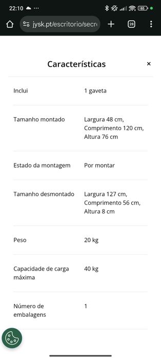 Secretária ABBETVED – estrutura preta e tampo em cor de carvalho – 70€