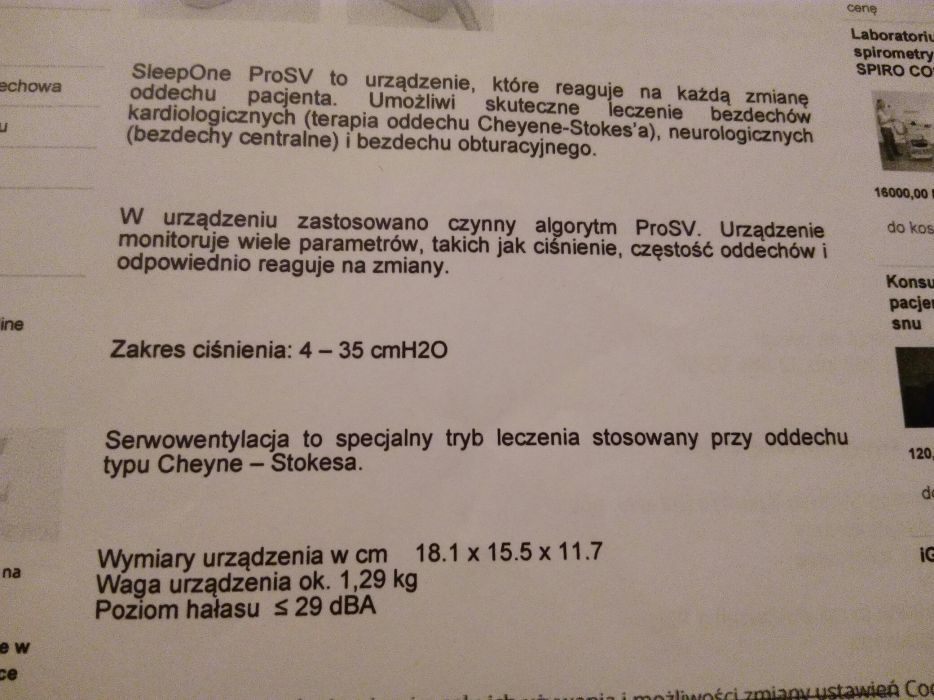 Serwowentylator Sleepone ProSV z podgrzewanym nawilżaczem.