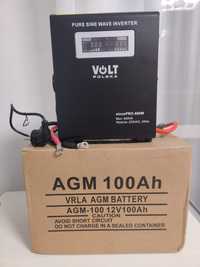 Комплект ІБП ДБЖ Безперебійник Volt polska 500/800 +акумулятор AGM 100