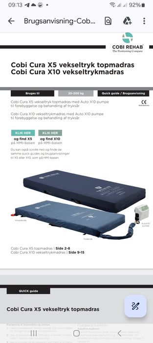 Матрас противопролежневый Cobi Cura X10 vekseltrykmadras