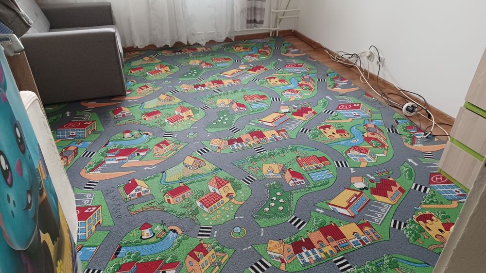 Wykładzina, mata, dywan dziecięcy, miasto, ulice, domy 350 x 300