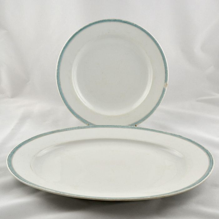 Conjunto de prato de servir e travessa em porcelana Checoslovaca EPIAG