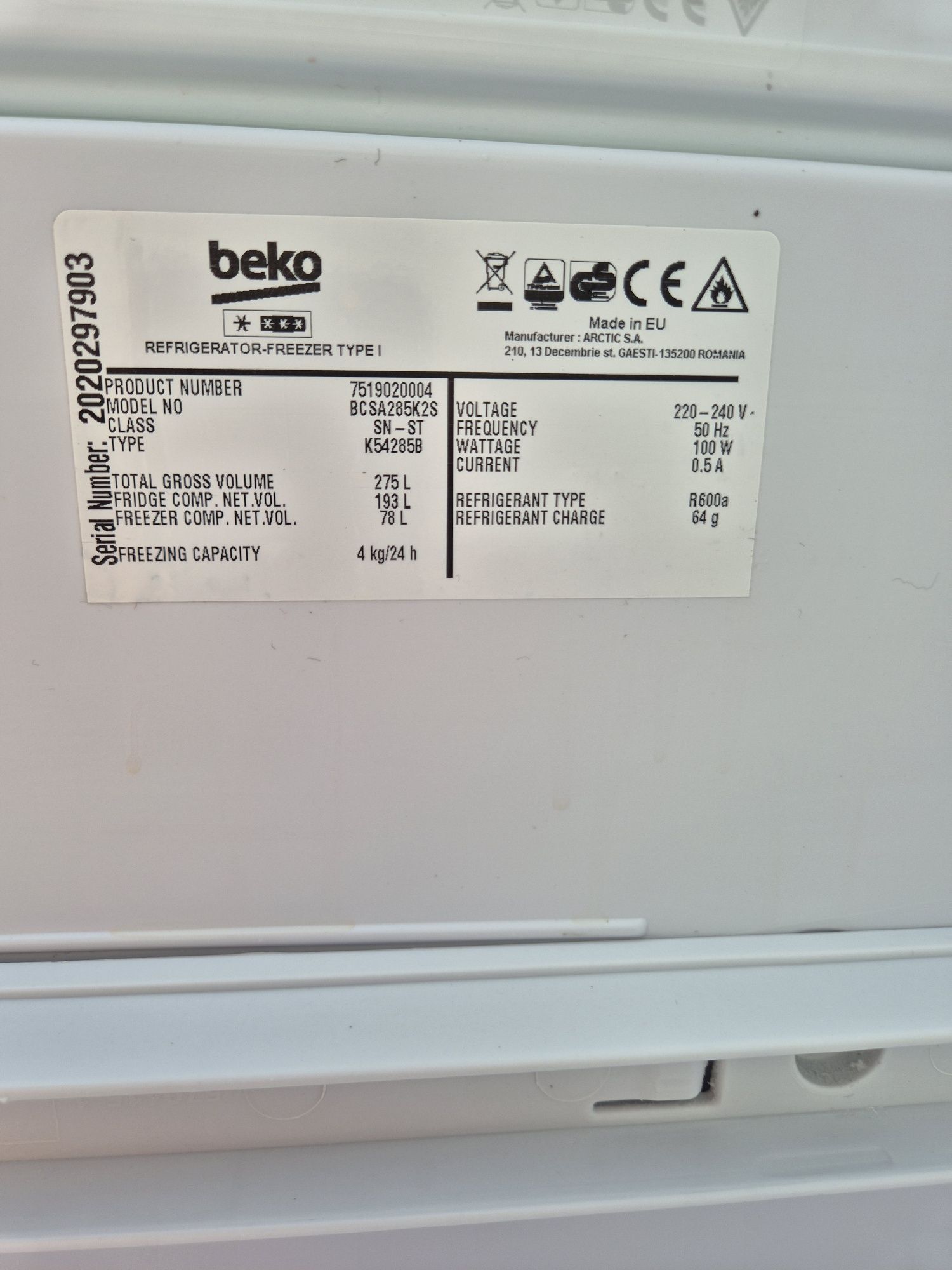 Lodówko zamrażarka BEKO