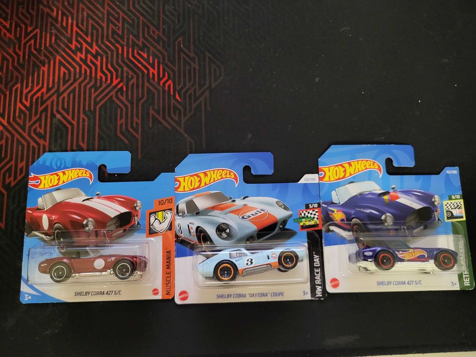 Hot Wheels Shelby Cobra 3 sztuki 427 5/c  i Daytona Coupe Gulf