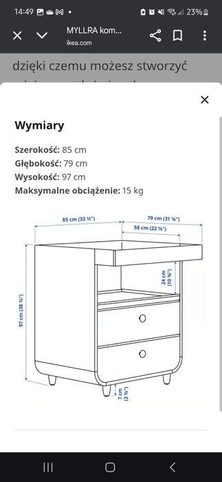 Komoda, przewijak dla dziewczynki IKEA MYRLLA pastelowy róż