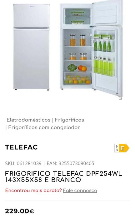 Frigorífico TELEPAC DPF 254 WL
