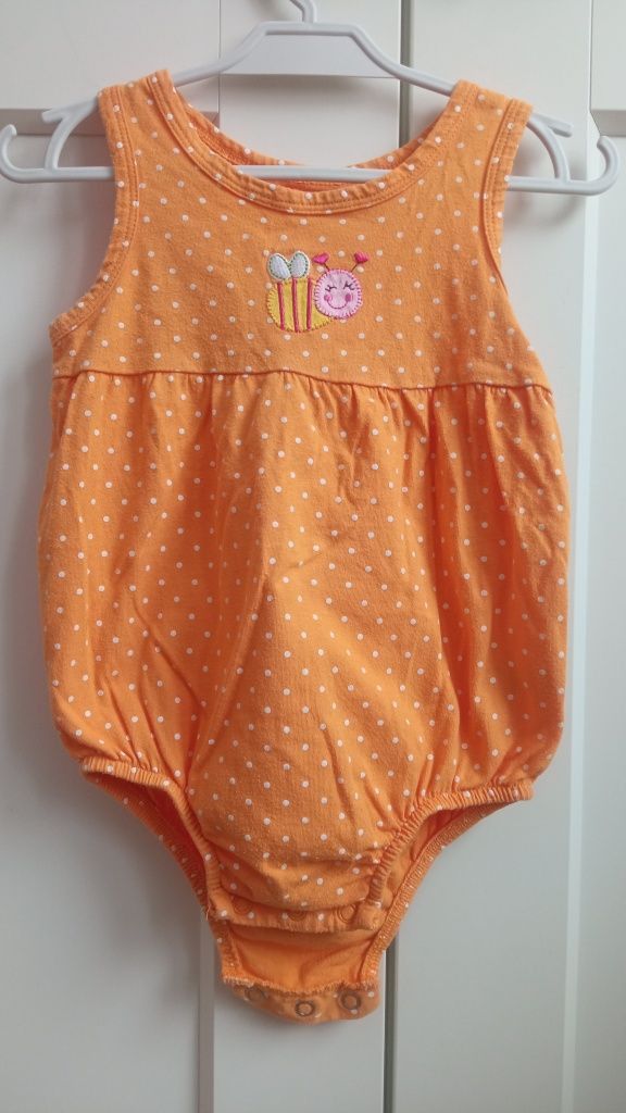Bawełniane body bez rękawów carter's pszczółka pszczoła kropki kropecz