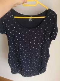 H&M Mama t-shirt granatowy w ptaszki r. 40/L