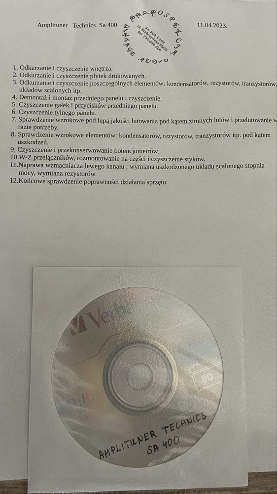 Technics Sa-400 kolekcjonerski stan