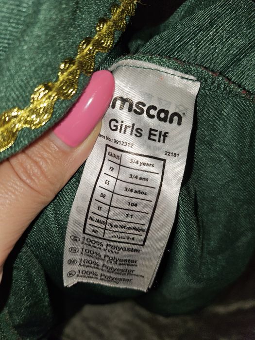 Платье ельф, помощница санты на 3-4 года.