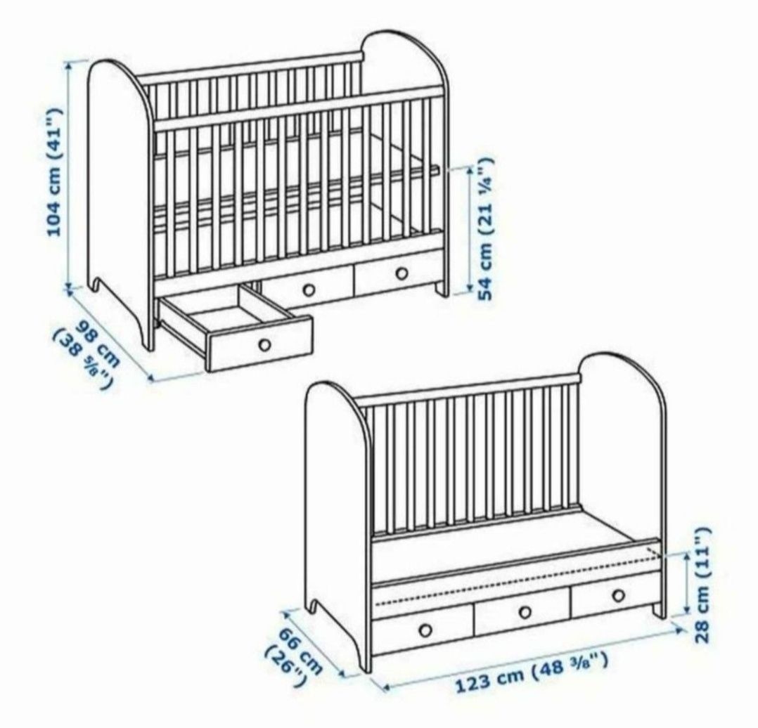 Berço Gonnat cinzento+ roupa de cama