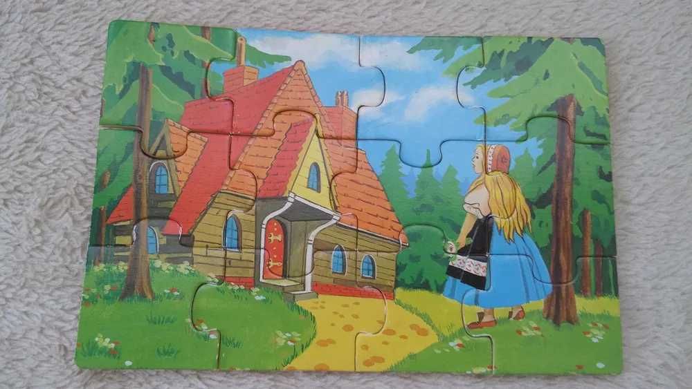 puzzle układanka historyjka złotowłosa i trzy misie drewniana