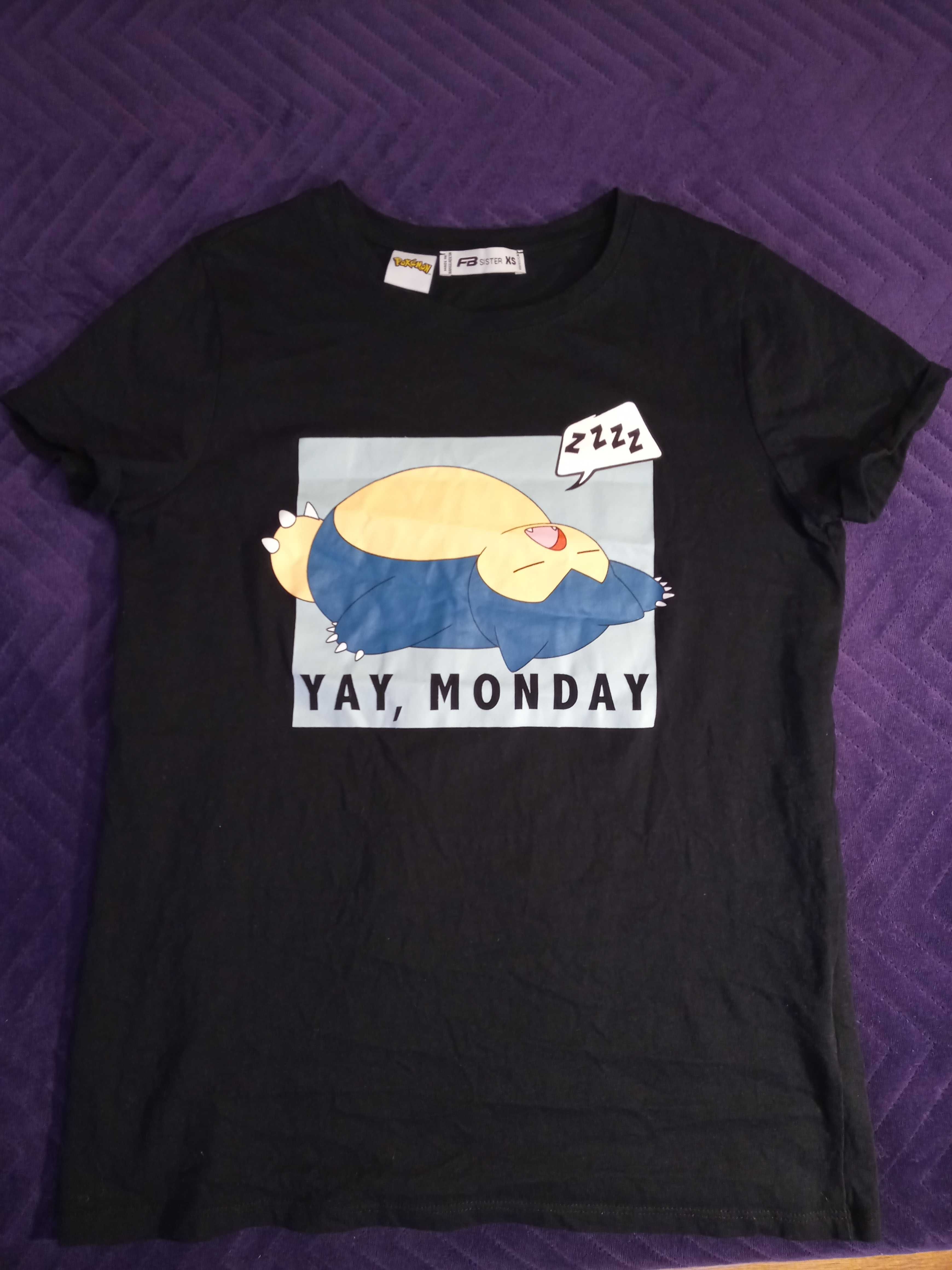 Czarny damski t-shirt Pokemon Yay Monday XS-S