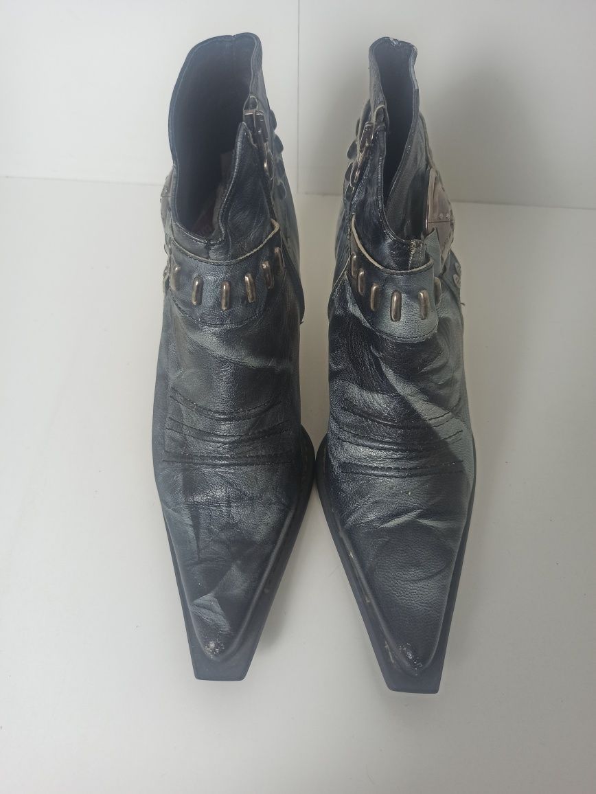 New Rock Avant Garde Ankle Boots Futuristic Buty Skórzane