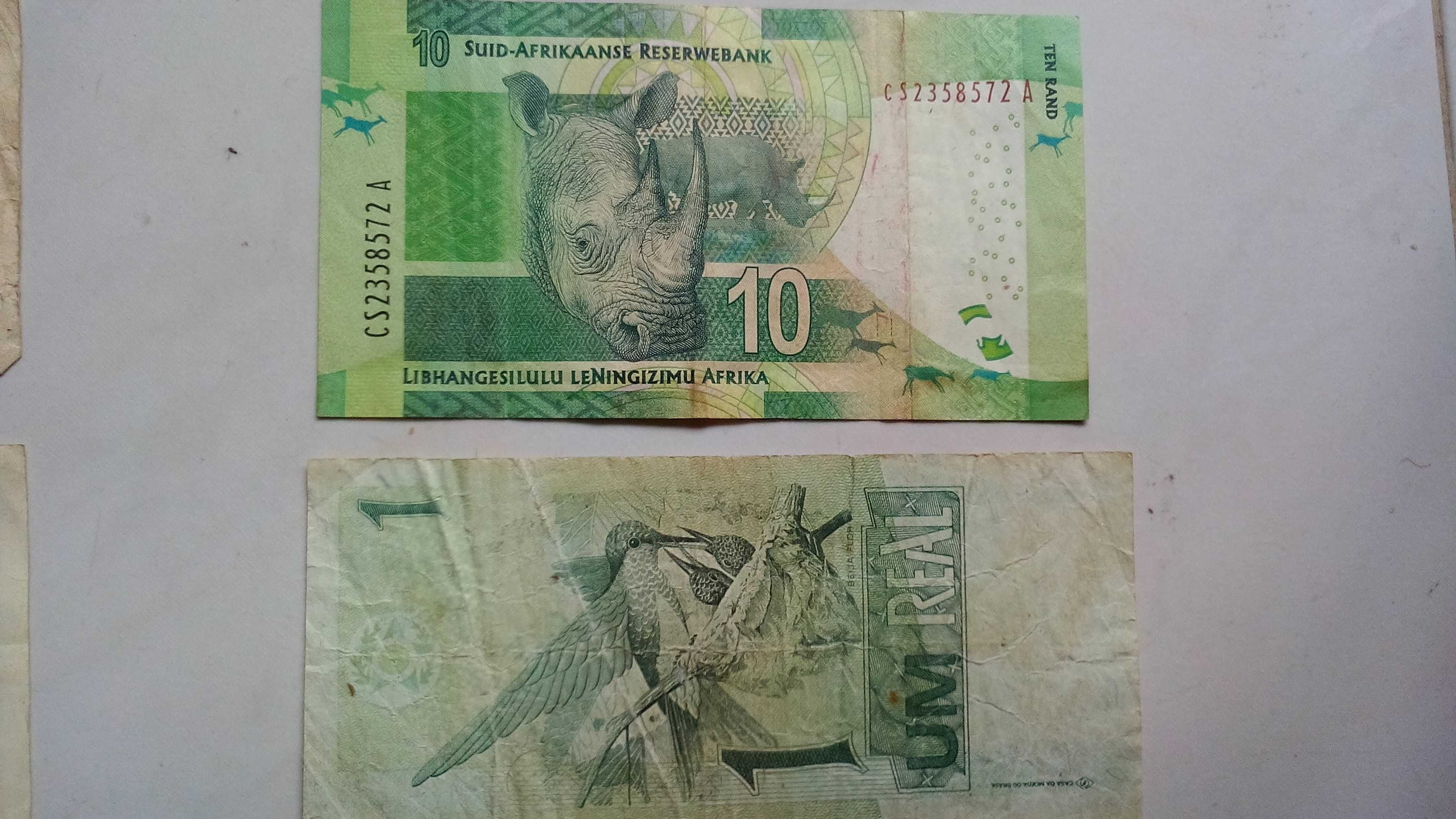 Notas 5 Pesos Argentinos 10 rand Sul Africa Escudos