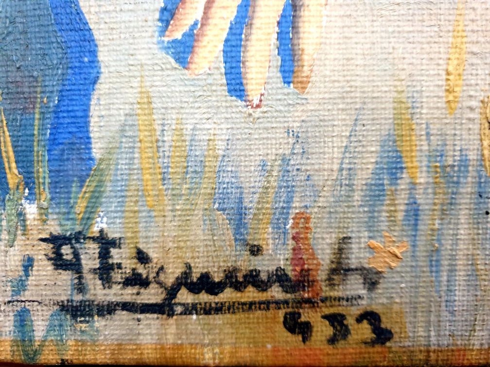 A. Figueiredo - Namoro campestre - pintura em óleo sobre tela