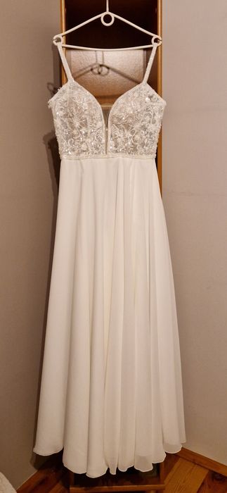 Suknia ślubna muślin koronka