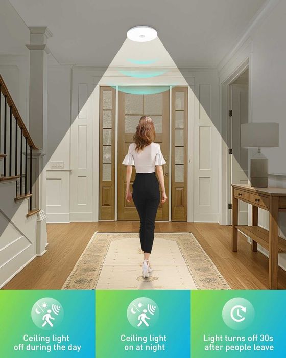 Lampa sufitowa LED 15W z czujnikiem ruchu 15cm IP44 3 barwy