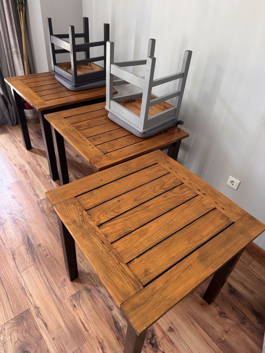 Mesa de madeira (4 unidades) – estilo rústico