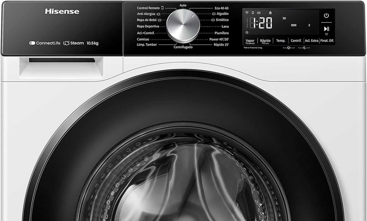 Máquina lavar roupa Hisense, classe A, 10,5kg, Wi-Fi - NOVA
