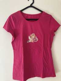 Camisola rosa com anjo estampado à mão