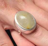 Wielki duży srebrny pierścionek naturalny kamień srebro biżuteria art