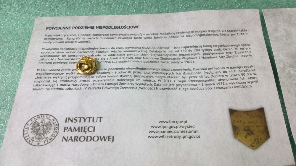 Przypinka Ryngraf Żołnierzy Wyklętych