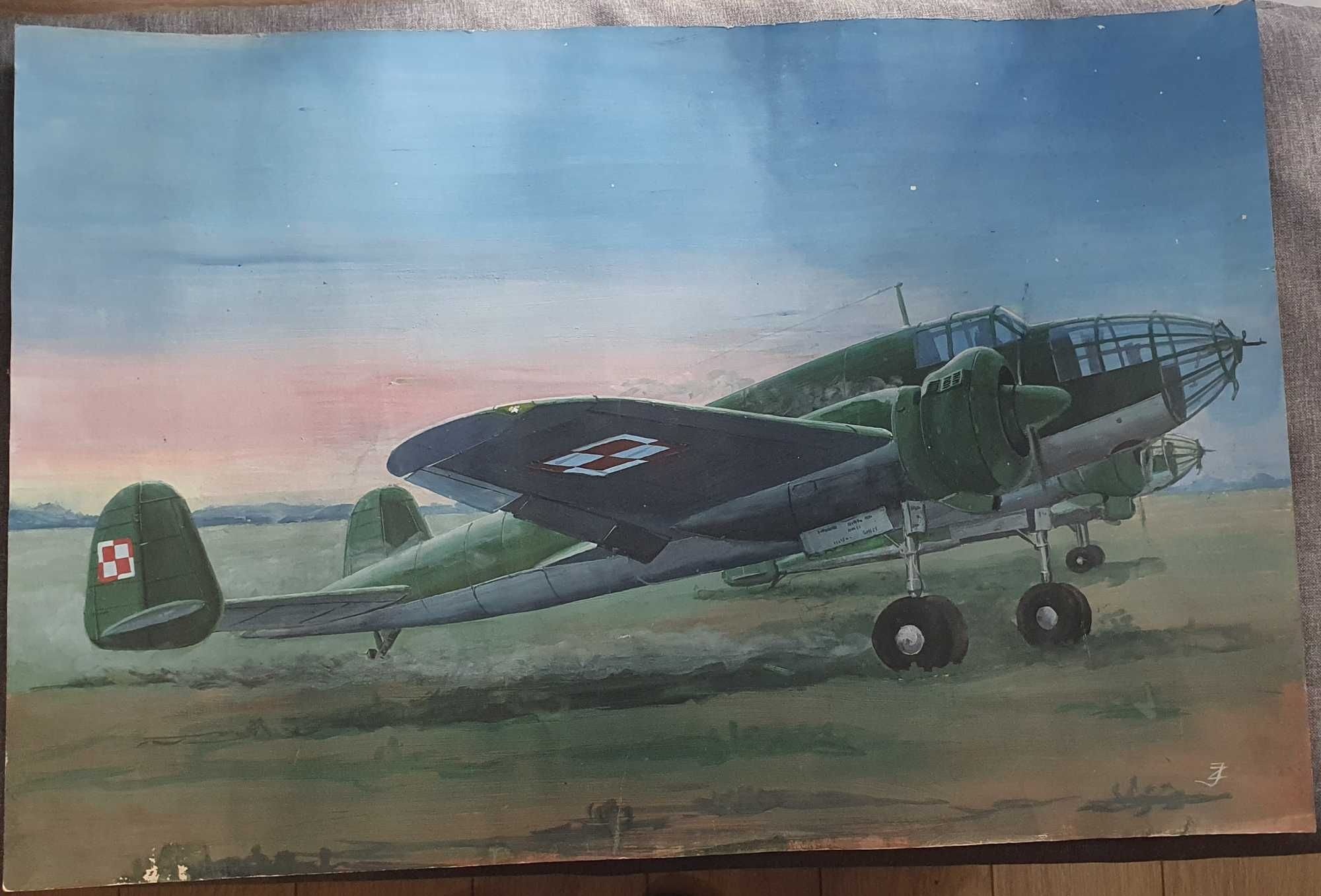 Obraz samolot PZL.37 Łoś ręcznie malowany