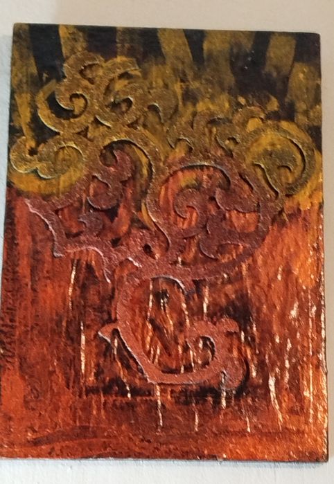 UNIKATOWY OBRAZ - "Ogień i Złoto" (Technika Mieszana)