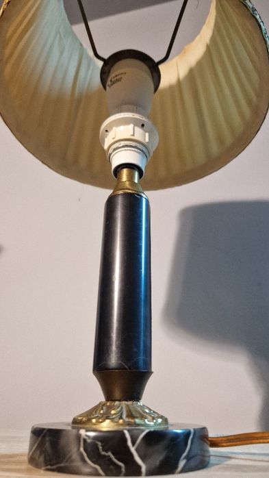 Lampa stołowa Vintage z Czarnego Marmuru i Mosiądzu – lata 60 !!!