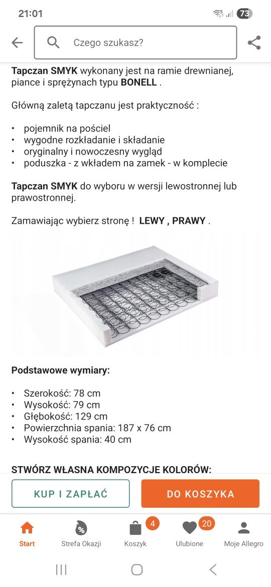 Łóżko dziecięce tapczan