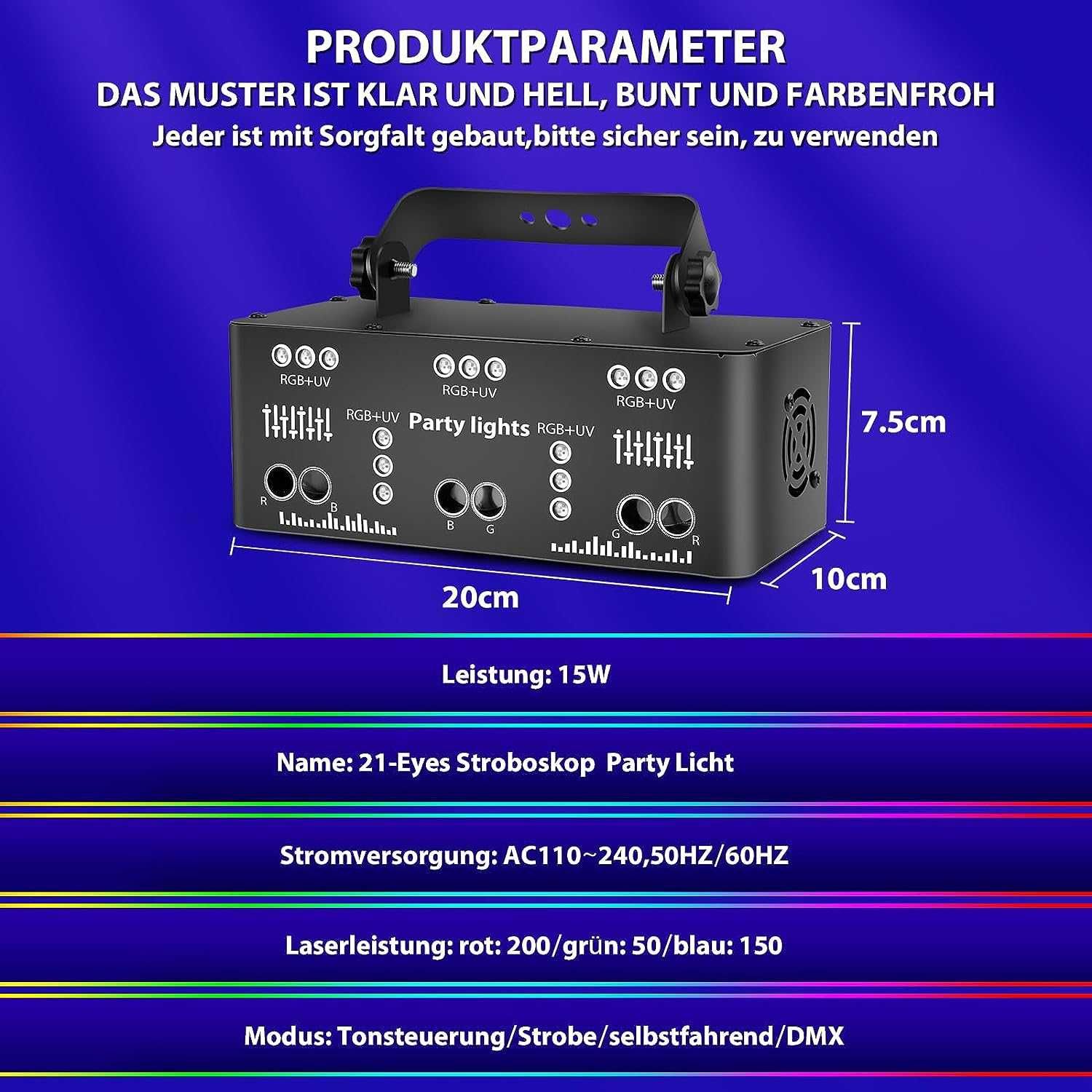 Światło dyskotekowe na imprezę, LED RGB projektor DJ