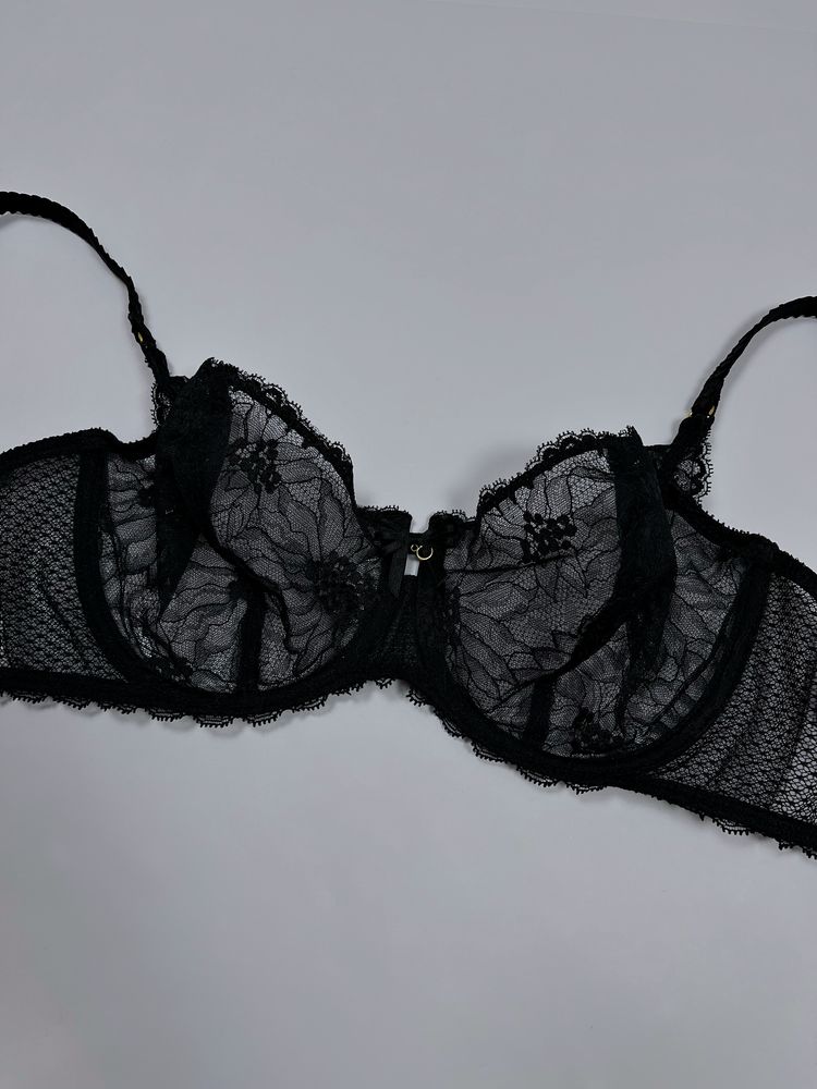 Кружевний прозорий чорний бюстгальтер 38D (85D)  Chantelle оригінал