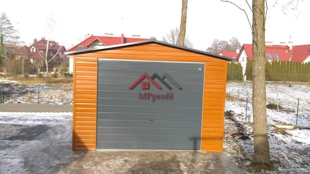 Garaż blaszany 3,5 x 5 m profil zamknięty brama uchylna