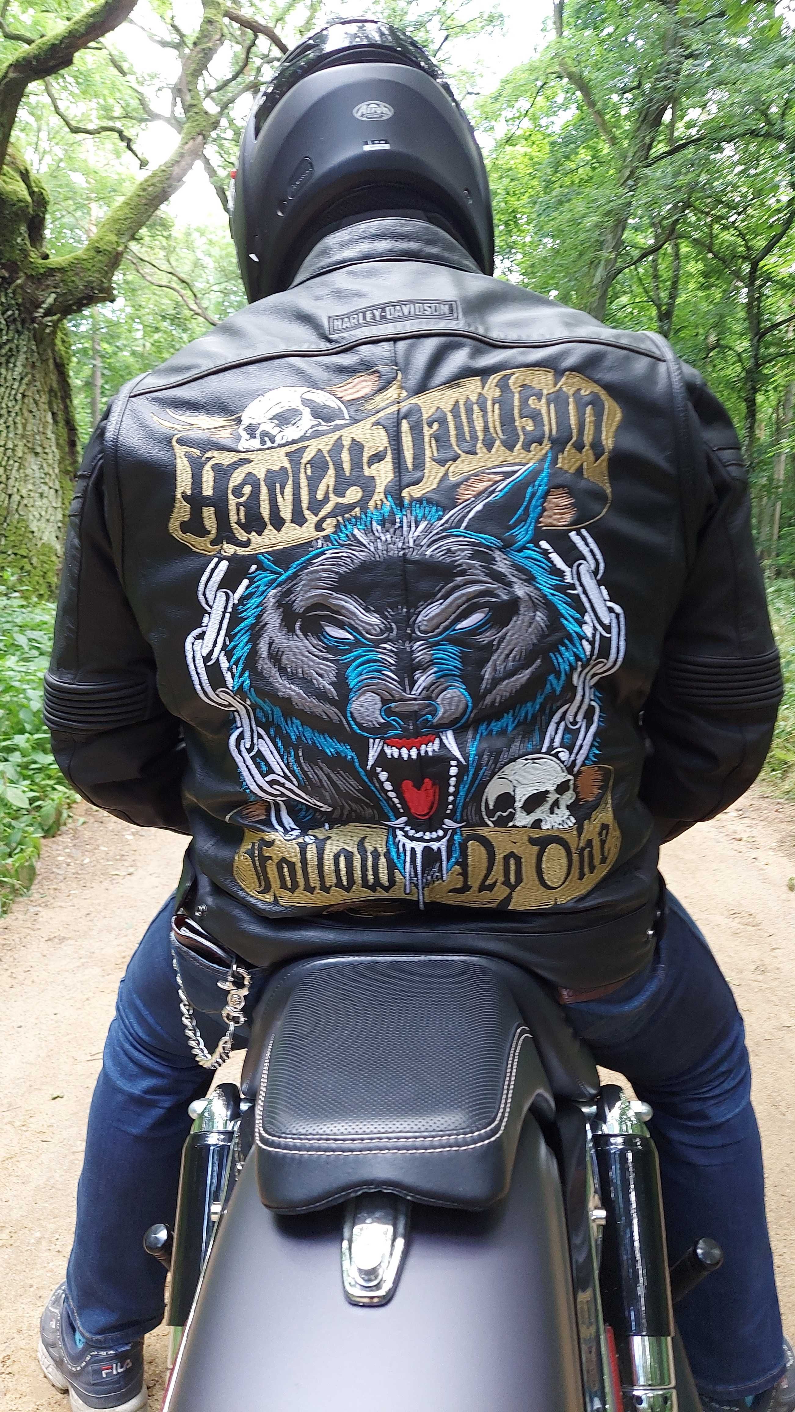 Profesjonalny haft komputerowy na skórach  tkaninach Harley Davidson.