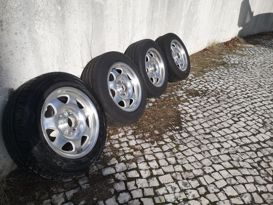 Jantes Mercedes 15” originais + pneus (SLK R170 / Classe C / W202)