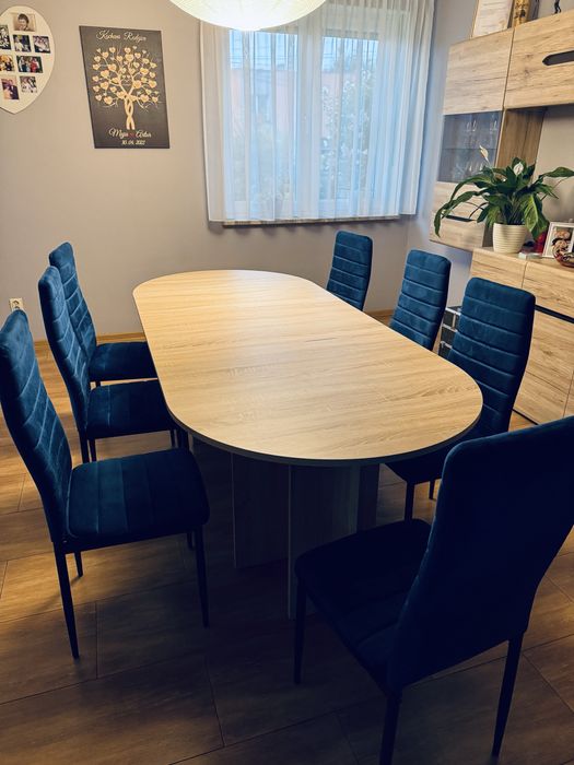 Krzesła welurowe Niebieskie - jadalnia, salon